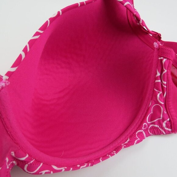 CACIQUE Women's Magenta Pink Hearts Full Coverage Underwire Bra 42DDD - Picture 5 of 7